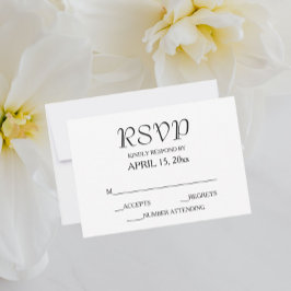 White Simple Style Wedding RSVP Karte