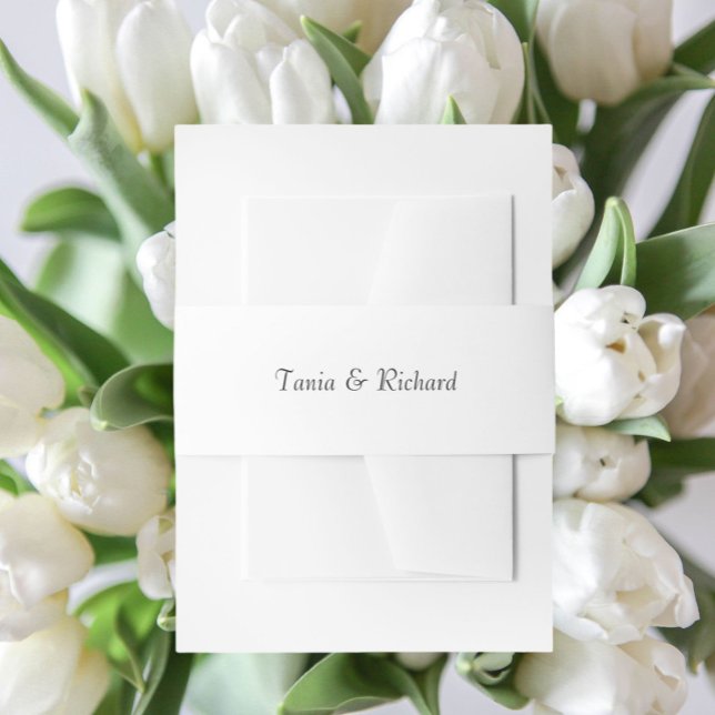 White Simple Stylish Name Wedding Einladungsbanderole (In Situ Wedding)