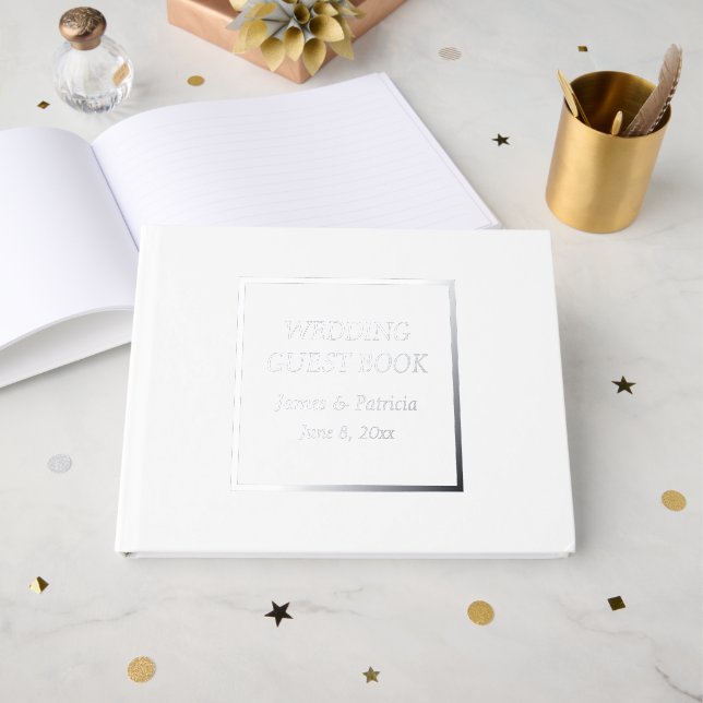 White Simple Stylism Wedding Gästebuch (Vorderseite offen)