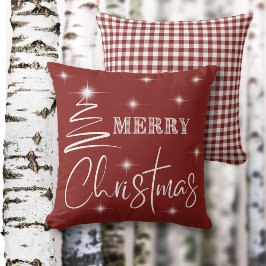 White Simplistic Frohe Weihnachtsbaum Kissen