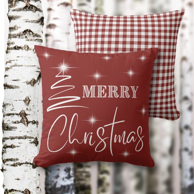 White Simplistic Frohe Weihnachtsbaum Kissen (Von Creator hochgeladen)