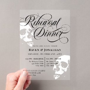 White Skulls Goth Hochzeit Probe Dinner Acryleinladungen