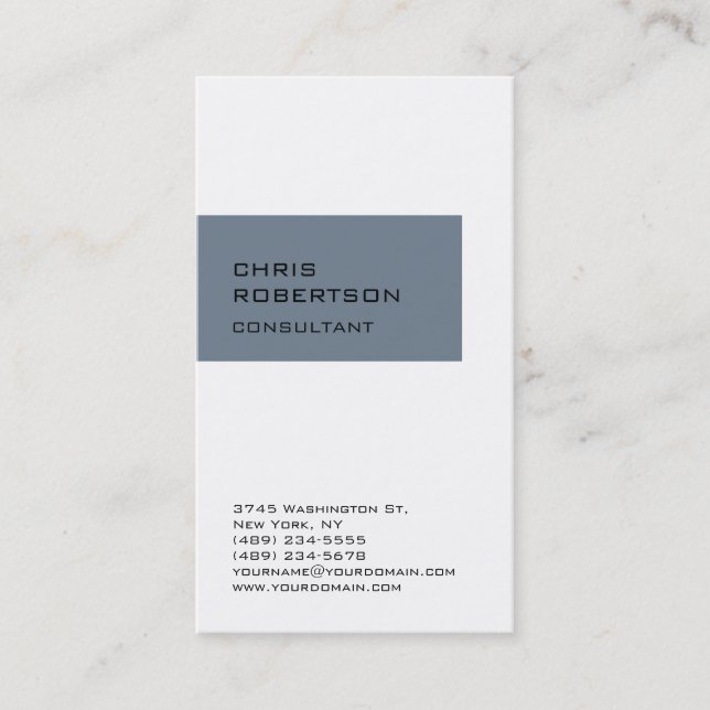 White Slate Graue Striping Consultant Business Car Visitenkarte (Vorderseite)