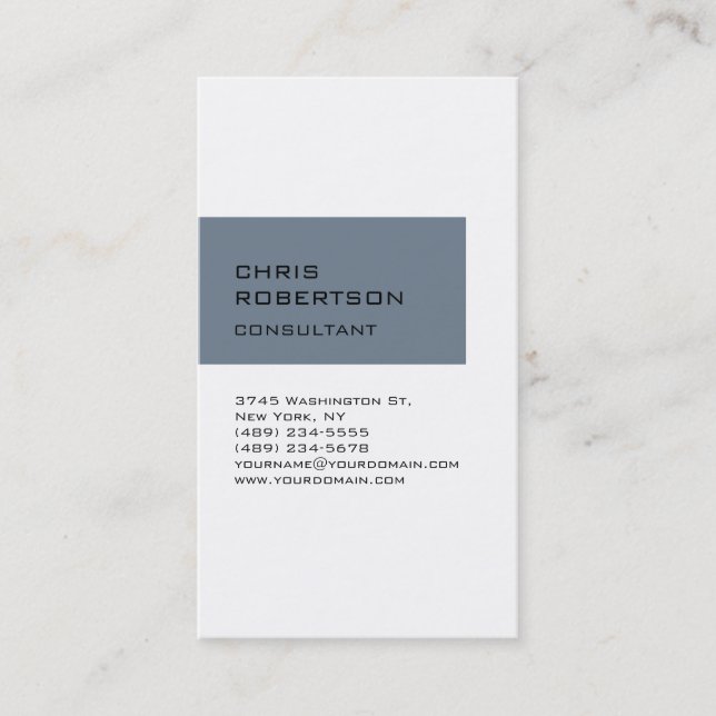 White Slate Gray Attraktive Charming Business Card Visitenkarte (Vorderseite)