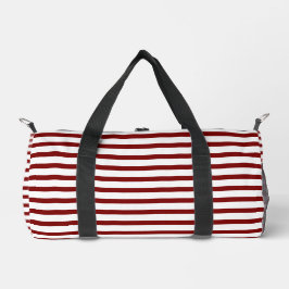 White Small Duffel Tasche mit Deep Red Line Art