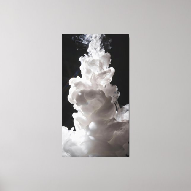White smoke slowly rising with a black background leinwanddruck (Vorderseite)