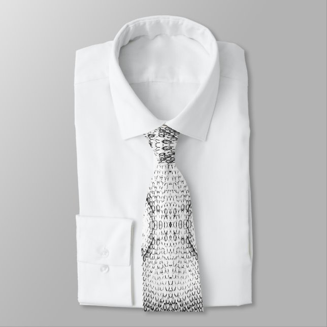 White Snake Skin Print Krawatte (Gebunden)