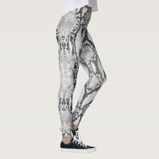 White Snake Skin Print Leggings