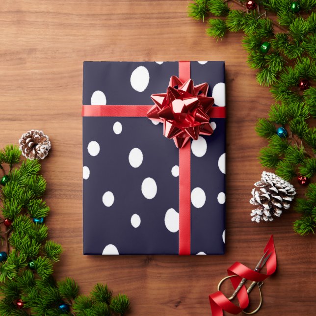 White Snow Dot Pattern Satin Geschenkpapier (Feiertagsgeschenk)
