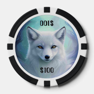 White Snow Fox auf dem Icy Land Custom Dollar Betr Pokerchips