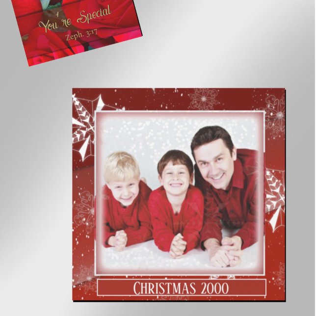 White Snow on Red Canvas Christmas Magnet (Von Creator hochgeladen)
