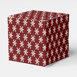 White snow star snowflakes dots pattern burgundy geschenkschachtel