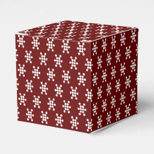 White snow star snowflakes dots pattern burgundy geschenkschachtel
