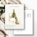 White Snow Tree Houses Logos Weihnachtsgrüße Feiertagspostkarte<br><div class="desc">Wenn Sie weitere Anpassungen benötigen,  schreiben Sie mir bitte an yellowfebstudio@gmail.com.</div>