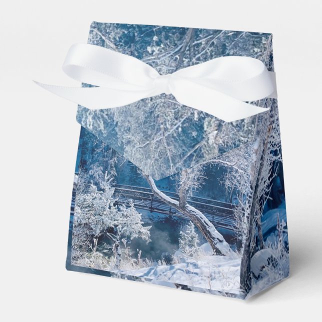 White Snow Winter Wedding Favor Box Geschenkschachtel (Vorderseite)