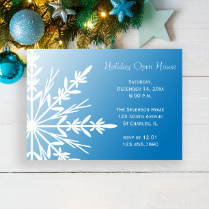 White Snowflake auf Blue Holiday Open House Einladung