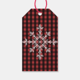 White Snowflake auf der Karierten Geschenktafel Ro Geschenkanhänger