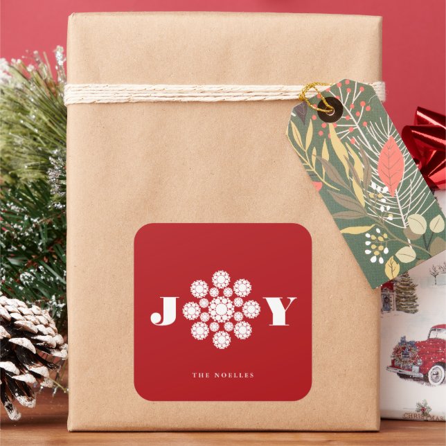 White Snowflake Blume Dots Jots Weihnachtsfeiertag Quadratischer Aufkleber (Feiertag)