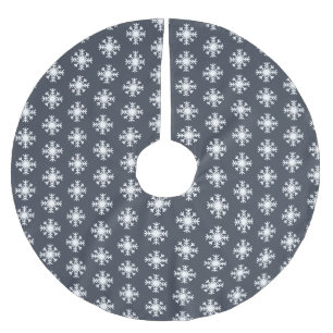 White Snowflake Muster Dunkelblau Polyester Weihnachtsbaumdecke