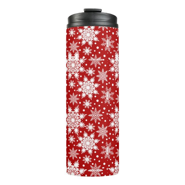 White Snowflake Muster Thermosbecher (Vorderseite)