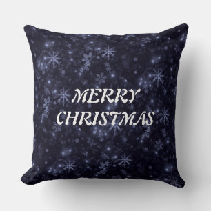 White Snowflakes Mitternacht Blue Backgd Throw Kis Kissen