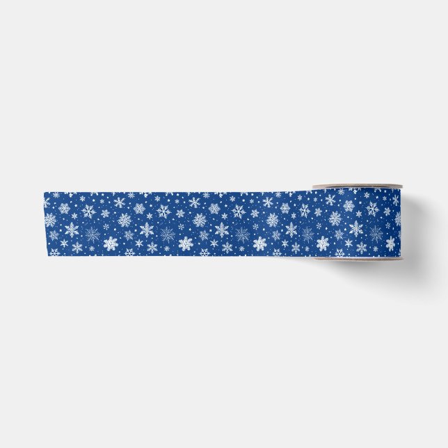 White Snowflakes on Blue Satinband (Vorderseite)