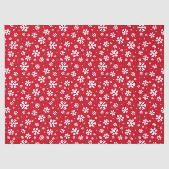 White Snowflakes on red Winter Pattern Seidenpapier (Vorderseite)