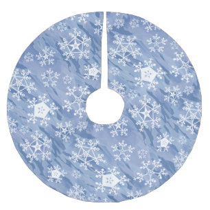 White Snowflakes Polyester Weihnachtsbaumdecke