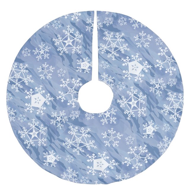 White Snowflakes Polyester Weihnachtsbaumdecke (Vorderseite)