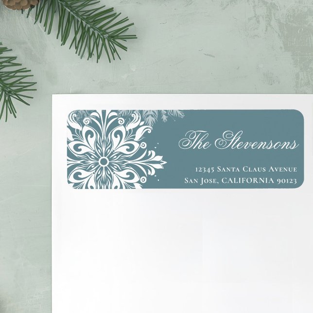 White Snowflakes Weihnachten Rücksendeadresse Adressaufkleber (Von Creator hochgeladen)