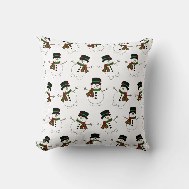White Snowman Throw Kissen (Vorderseite)