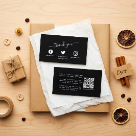White Social Media Icons QR Code Vielen Dank Begleitkarte