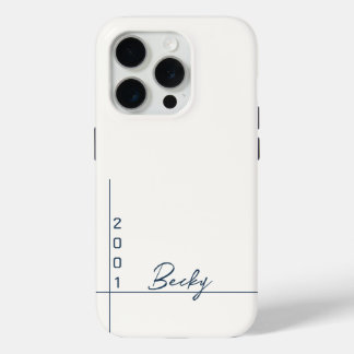 White Solid Color Blue Name and Year Case-Mate iPhone Hülle