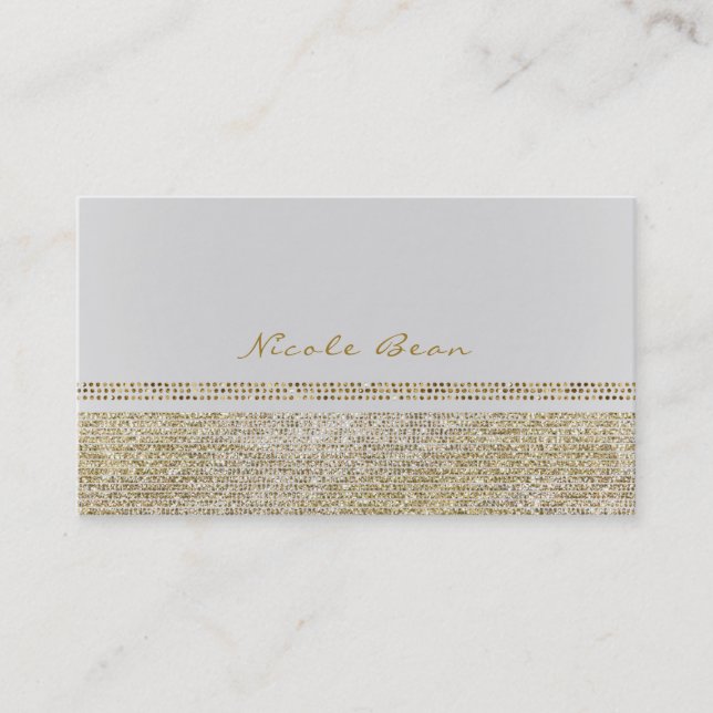White & Sparking Gold Glam Bling Chic Elegante Visitenkarte (Vorderseite)