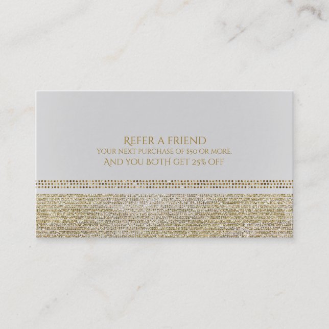 White & Sparking Gold Glam Bling Ein Freund Empfehlungskarte (Vorderseite)