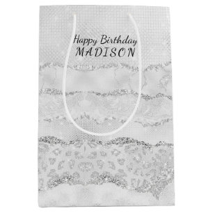 White Sparkle Glitzer Mittlere Geschenktüte