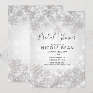 White Sparkle Winter Wonderland Brautparty Einladung