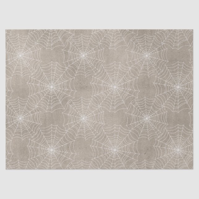 White Spider Webs auf Tan Decoupage Seidenpapier (Vorderseite)