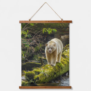 White Spirit Bear   British Columbia, Kanada Wandteppich Mit Holzrahmen