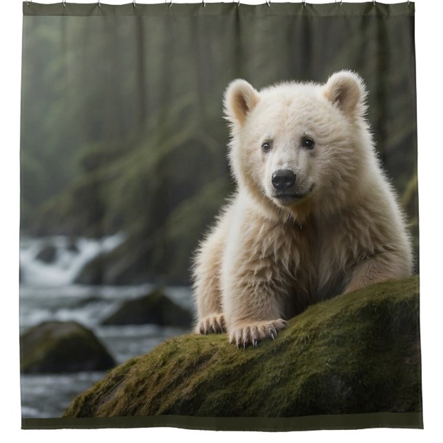 White Spirit Bear Cub Wildlife Duschvorhang (Vorderseite)