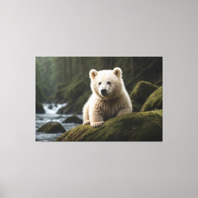 White Spirit Bear Cub Wildlife Leinwanddruck (Vorderseite)