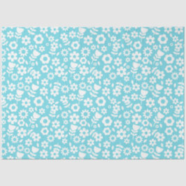 White Spring Blossom Blume auf Blue Seidenpapier