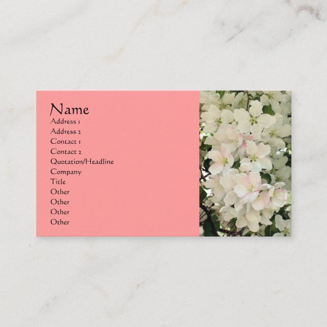 White Spring blüht Fotografie Business Card Visitenkarte (Vorderseite)