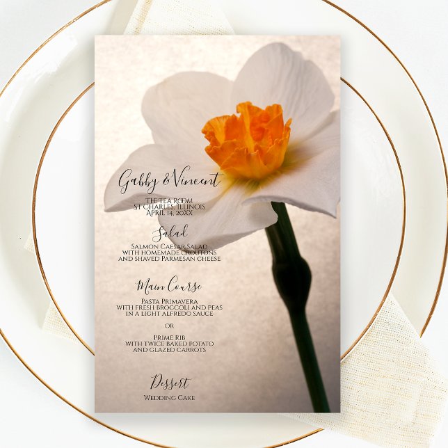 White Spring Daffodil Wedding Menu (Von Creator hochgeladen)