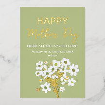 White Spring Florets Happy Mütter Day Gold