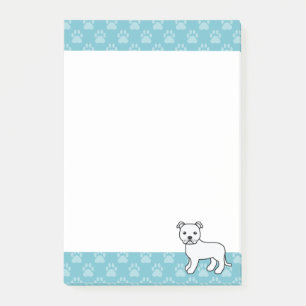 White Staffordshire Bull Terrier Dog Zeichnend Post-it Klebezettel
