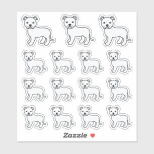 White Staffordshire Bull Terrier Niedlich Cartoon  Aufkleber