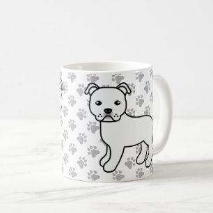 White Staffordshire Bull Terrier Niedlich Cartoon Kaffeetasse