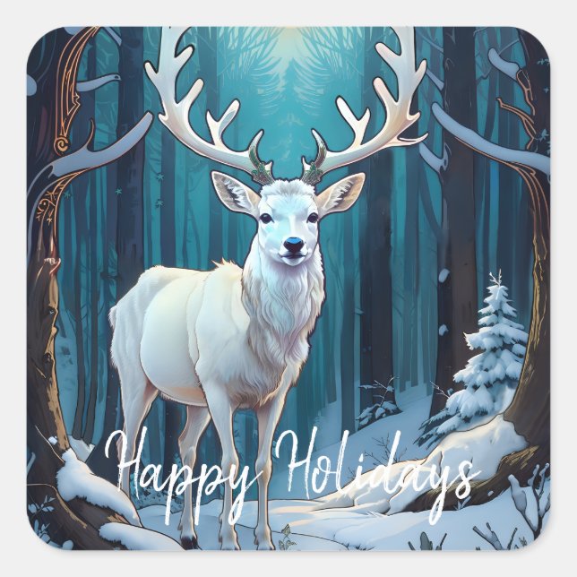White Stag Quadratischer Aufkleber (Vorderseite)