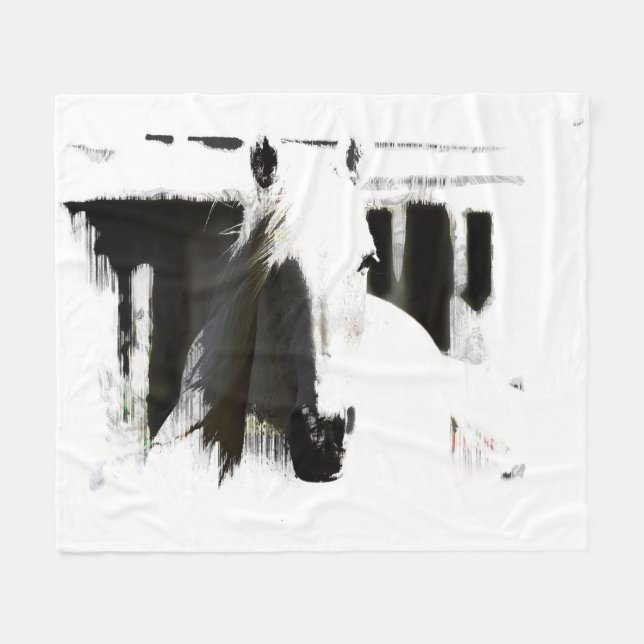 White Stallion Artwork Fleecedecke (Vorderseite (Horizontal))